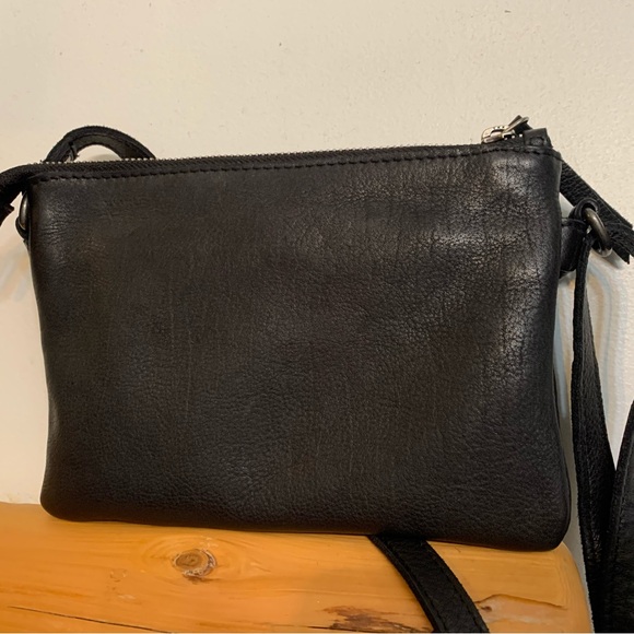 Latico Black Leather small studded crossbody bag purse silver studs - Picture 5 of 7